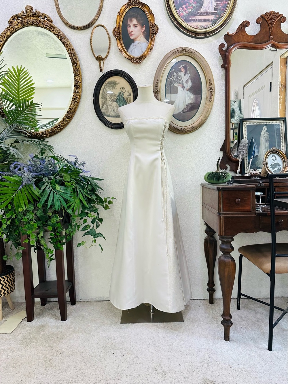 Zum Zum by Niki Livas Ivory Strapless Satin A-Line Wedding Dress